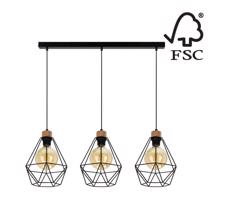 21822304-Lustr na lanku DIAMENT 3xE27/60W/230V dub– FSC certifikováno