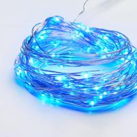 ACA Lighting 100 LED dekorační řetěz, modrá, stříbrný měďený kabel, 220-240V plus 8 funkcí, IP44, 10m plus 3m, 600mA X01100612