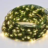 ACA Lighting 100 LED dekorační řetěz, WW, zelený měďený kabel, 220-240V plus 8 funkcí, IP44, 10m plus 3m, 600mA X01100152 Teplá bílá