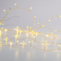 ACA Lighting 50 LED dekorační řetěz, WW, zlatý měďený kabel na baterie 3XAA IP20 2.5m plus 30cm, 3W X01501317 Teplá bílá