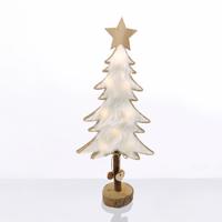 ACA Lighting dřevěná dekorace stromek s hvězdou bílá 8 MINI LED na baterie (2xAA), WW, IP20, 17.5X7X35cm X06811219 Teplá bílá