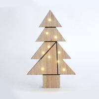 ACA Lighting dřevěná dekorace vánoční strom na stůl 10 LED WW na baterie (2AA) IP20 21.5X2.5X35cm X09101109 Teplá bílá