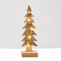ACA Lighting dřevěná dekorace vánoční stromek hnědý malý 5 LED na baterie (2xAA) teplá bílá IP20 9.5x6x31cm XTREBWW313A Teplá bílá