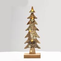 ACA Lighting dřevěná dekorace vánoční stromek hnědý velký 5 LED na baterie (2xAA) teplá bílá IP20 13x7x40cm XTREBWW403A Teplá bílá