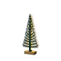 ACA Lighting dřevěná dekorace vánoční stromek zelený malý 5 LED na baterie (2xAA) teplá bílá IP20 14x5x32cm XTREGWW323A Teplá bílá