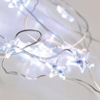 ACA Lighting "hvězdy" 20 LED dekorační řetěz studená bílá, stříbrný měďený drát na baterie 2xAA IP20 2m plus 10cm 1.2W X01202112 Studená bílá Čirá