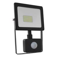 ACA Lighting LED venkovní reflektor Q 20W/230V/4000K/1700Lm/110°/IP66, pohybový senzor, černý