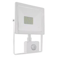 ACA Lighting LED venkovní reflektor Q 30W/230V/3000K/2400Lm/110°/IP66, pohybový senzor, bílý