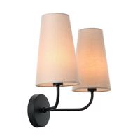 ACA Lighting nástěnné svítidlo 2XE14 černý kov plus béžové stínítko 38X22XH33CM TUSCAN HL35422W38BG