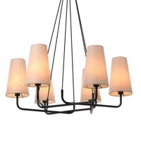 ACA Lighting závěsné svítidlo 6XE14 černý kov plus béžové stínítko 74X74XH110CM TUSCAN HL35426P73BG