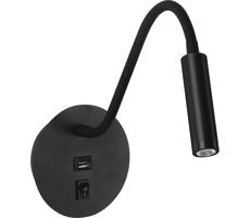 Brilagi Brilagi - LED Flexibilní nástěnná lampa s USB portem MAYA LED/3W/230V černá