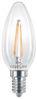 CENTURY LED FILAMENT SVÍČKA ČIRÁ 2W E14 2700K 245Lm 360d 35x98mm IP20 CEN INM1-021427 Teplá bílá Čirá