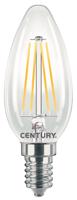 CENTURY LED FILAMENT SVÍČKA ČIRÁ 4W E14 4000K 470Lm 360d 35x98mm IP20 CEN INM1-041440 Teplá bílá Čirá