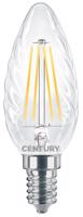 CENTURY LED FILAMENT SVÍČKA TWIST ČIRÁ 4W E14 2700K 470Lm 360d 35x98mm IP20 CEN INTOR-041427 Teplá bílá Čirá