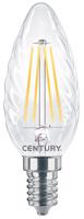 CENTURY LED FILAMENT SVÍČKA TWIST ČIRÁ 4W E14 4000K 470Lm 360d 35x98mm IP20 CEN INTOR-041440 Teplá bílá Čirá