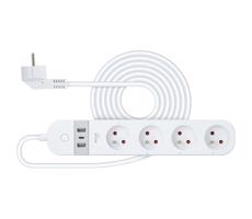 Chytrý prodlužovací kabel s vypínačem 4Z + 2xUSB-A+1xUSB-C 1,5m Wi-Fi Tuya bílá