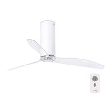 FARO Barcelona FARO 32033 - Stropní látor TUBE FAN bílá/čirá pr. 128 cm + dálkové ovládání