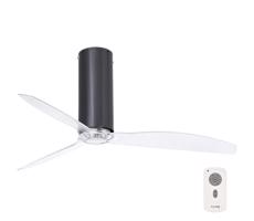 FARO Barcelona FARO 32035- Stropní látor TUBE FAN černá/čirá pr. 128 cm + dálkové ovládání