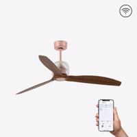 FARO DECO FAN M, měď/dřevo, stropní LED ventilátor s DC motorem SMART