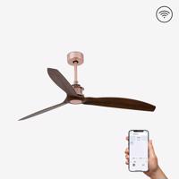 FARO JUST FAN M, měď/dřevo, stropní ventilátor s DC motorem SMART