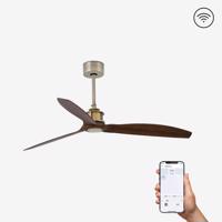 FARO JUST FAN M, starozlatá/dřevo, stropní ventilátor s DC motorem SMART