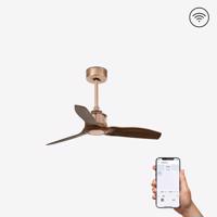 FARO JUST FAN XS, měď/dřevo, stropní ventilátor 81cm SMART