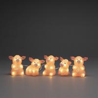 LED figurky prasátka 5-kusů, výška 12,5/10cm, teplá bílá, Exihand 6232-343 Teplá bílá