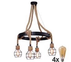 LED Lustr na lanku ROPE ALEGRA 4xE27/10W/230V