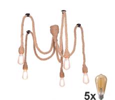 LED Lustr na lanku ROPE CASA 5xE27/10W/230V pavouk