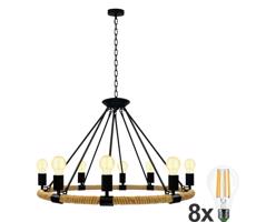 LED Lustr na řetězu ROPE ARTHUR 8xE27/6W/230V