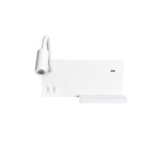 LED Nástěnné svítidlo SHELF 1xLED/4W+1xLED/5W+1xLED/2W/230V + USB port bílá