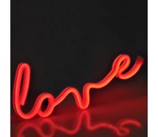 LED Neonová nástěnná dekorace LOVE LED/3W/3xAA USB červená