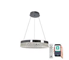 LED Stmívatelný lustr na lanku LED/90W/230V 3000-6500K chrom + dálkové ovládání