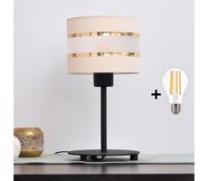 LED Stolní lampa HELEN 1xE27/15W/230V krémová/černá/zlatá