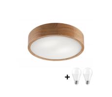 LED Stropní svítidlo OAK 2xE27/10W/230V dub pr. 37 cm