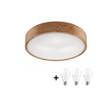 LED Stropní svítidlo OAK 3xE27/10W/230V dub pr. 47 cm