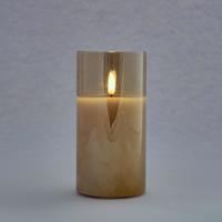 LED svíčka ve skle, 7,5 x 15 cm, zlatá