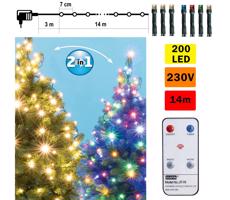 LED Vánoční venkovní řetěz 200xLED 17m IP44 teplá bílá/multicolor + DO