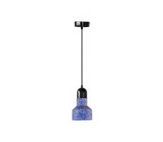 Lustr na lanku TERRAZZO 1xE27/60W/230V pr. 12 cm modrá