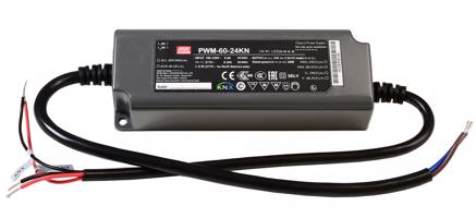 Meanwell napájení CV, PWM-60-24KN konstantní napětí 0-2500 mA IP67 stmívatelné 24V DC 60,00 W 872112