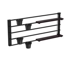 Nástěnná police s květináči a LED osvětlením SHELF 50x118 cm černá/borovice