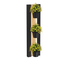 Nástěnný květináč s LED osvětlením SHELF 90x18 cm černá/dub