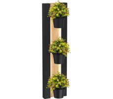 Nástěnný květináč s LED osvětlením SHELF 90x18 cm černá