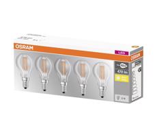 Osram LED žárovka 4058075090668 230 V, E14, 4 W = 40 W, teplá bílá, A++ A++ - E, kapkovitý tvar, vlákno, 5 ks