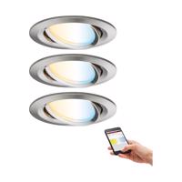 PAULMANN SmartHome Zigbee vestavná svítidla sada LED Coin Nova Plus 3x6,5W měnitelná bílá kruhové kov kartáčovaný 929.62 P 92962 92962