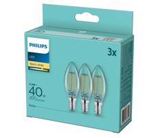 Philips SADA 3x LED Žárovka Philips B35 E14/4,3W/230V 2700K