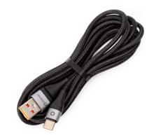 Pletený USB kabel USB-A / USB-C konektor 18W 2m černá