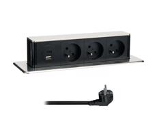 PP126USBC - Zásuvkový sloupek pro desku stolu 3x230V + USB-A + USB-C