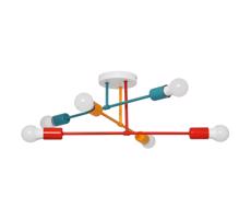 Přisazený lustr CAMBRIDGE 6xE27/20W/230V modrá/červená/oranžová