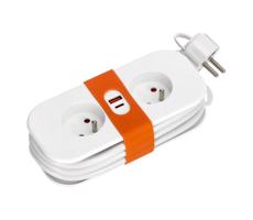 Prodlužovací kabel 2Z + 2xUSB 1,4 m bílá